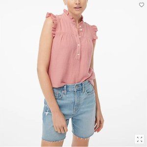 J Crew Factory Gauze Smocked Ruffleneck Top